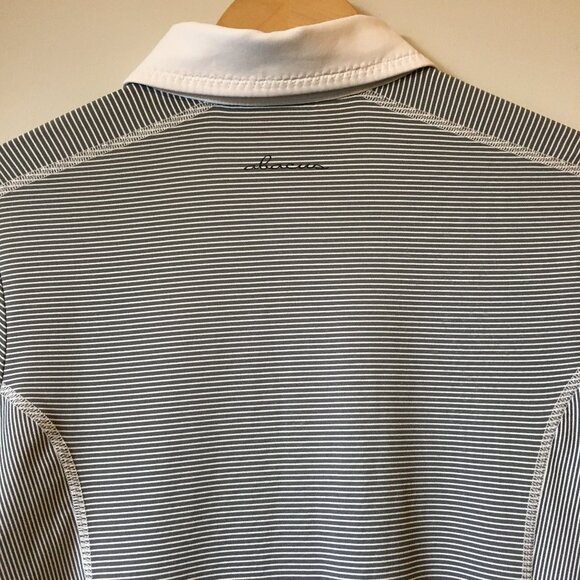 Abacus Button Collar Pinstripe Drycool Polo Golf Shirt - Picture 7 of 16